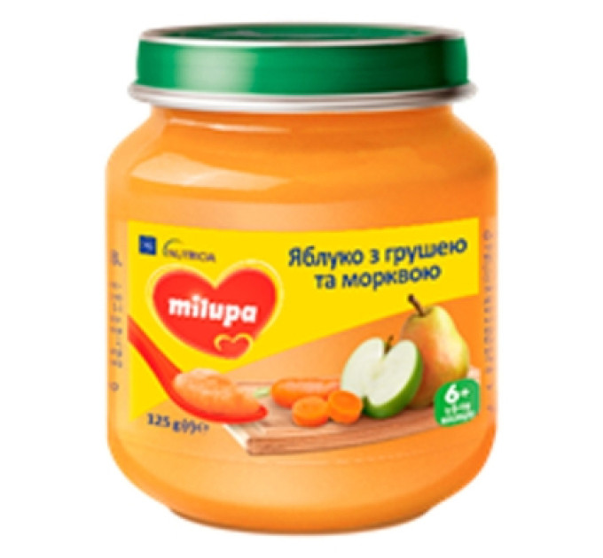 Milupa Дитяче пюре Milupa Яблуко Груша Морква 125 г (5900852051418)
