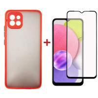 Чохол до мобільного телефона Dengos Kit for Samsung Galaxy A03 case + glass (Red) (DG-KM-23)
