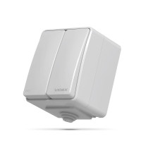 Вимикач Videx BINERA IP65 зовнішній 2кл сірий (VF-BNW12-G)