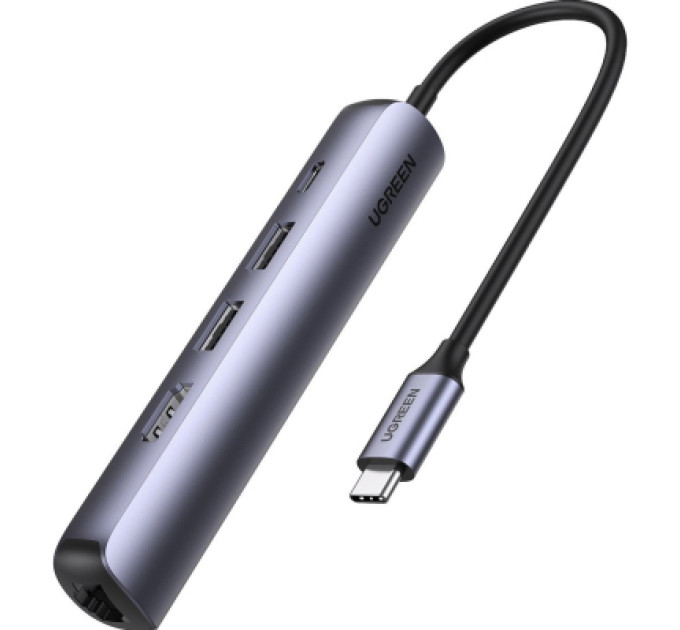 Ugreen Концентратор Ugreen USB3.0 Type-C to HDMI 4K30Hz/USB 3.0x2/RJ45/PD CM418 (10919)