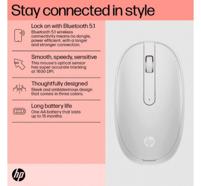 Мишка HP 240 Bluetooth White (793F9AA)