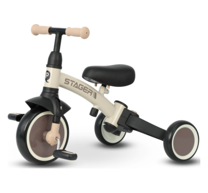 QPlay Дитячий велосипед QPlay Stager 3 в 1 з ручкою, біговел, Beige-Brown (T80STAGERBeigeBrown)