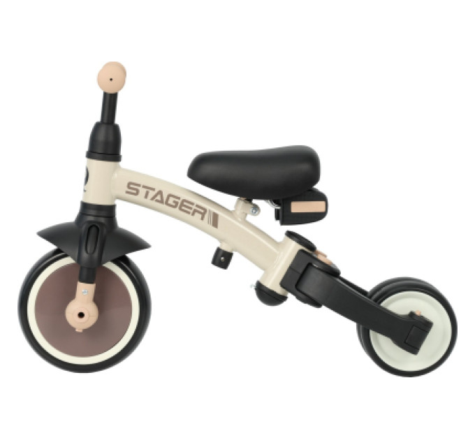 QPlay Дитячий велосипед QPlay Stager 3 в 1 з ручкою, біговел, Beige-Brown (T80STAGERBeigeBrown)