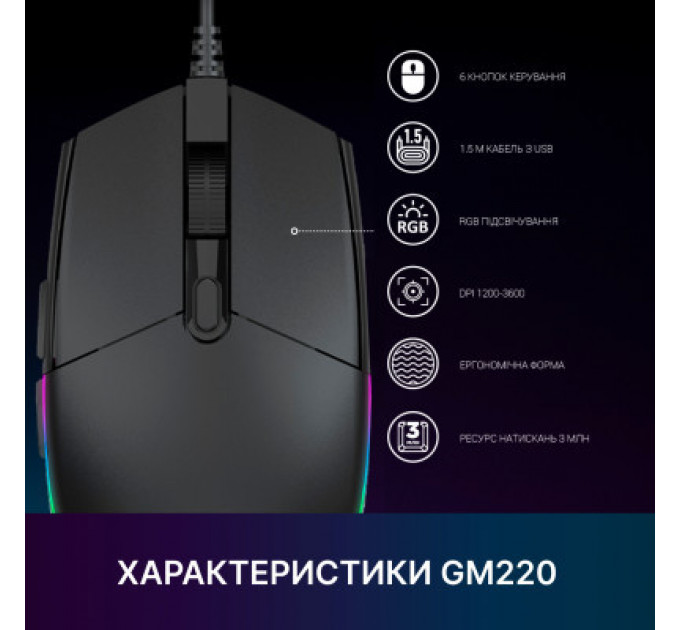 Мишка GamePro GM220 USB Black (GM220)