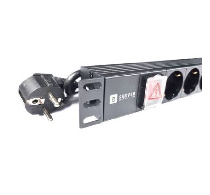 Eserver Силовий блок Eserver 19" 8 розеток, выкл., алюм. корпус PDU 220В, 16А (WT-2261A-GER-8WAY)