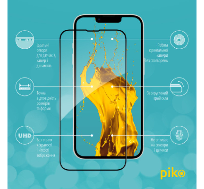 Piko Скло захисне Piko Full Glue Apple iPhone 16E Black (1283126614293)