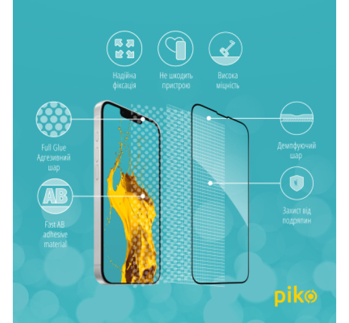 Piko Скло захисне Piko Full Glue Apple iPhone 16E Black (1283126614293)