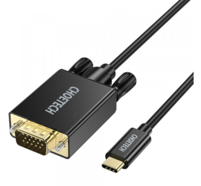 Choetech Кабель мультимедійний USB-C to VGA 1.8m FHD60Hz black Choetech (XCV-1801-BK)