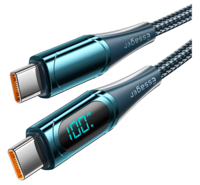 Essager Дата кабель USB-C to USB-C 2.0m 100W Digital Display blue Essager (ES-XCTT1-YDA03)