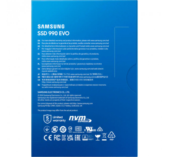 Накопичувач SSD M.2 2280 1TB 990 EVO Samsung (MZ-V9E1T0BW)