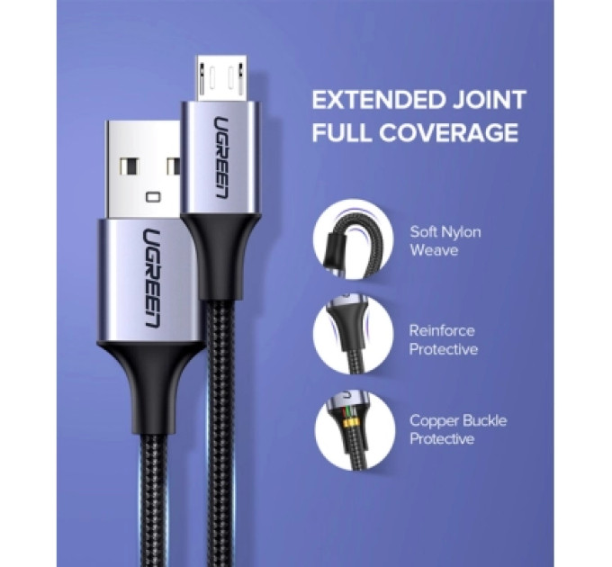 Ugreen Дата кабель USB 2.0 AM to Micro 5P 1.5m 2A US290 black Ugreen (60147)