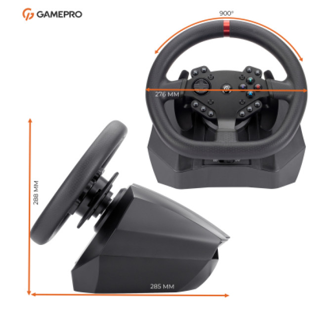 GamePro Кермо GamePro RW575PM з педалями та коробкою передач XBOXONE/PS4/PS3/PC/SWITCH (RW575PM)