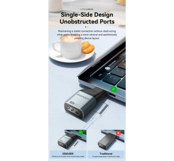 Essager Перехідник HDMI F to USB-C M 4K60Hz Essager (EZJHD60-MJ0G-P)