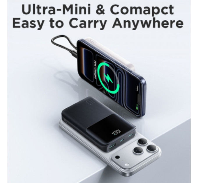JOYROOM Батарея універсальна JOYROOM 10000mAh 22,5W PD, QC/3.0, 2*USB-A, USB-C In/Out, MicroUSB in, Black (JR-QP191)