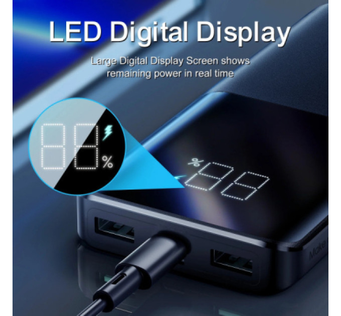 JOYROOM Батарея універсальна JOYROOM 10000mAh 22,5W PD, QC/3.0, 2*USB-A, USB-C In/Out, MicroUSB in, Black (JR-QP191)