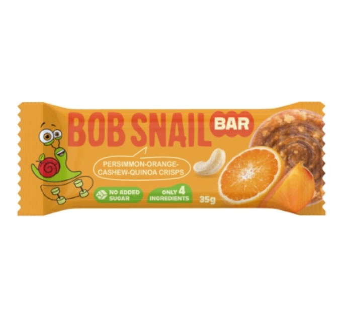 Bob Snail Батончик дитячий Bob Snail Хурма, апельсин, кеш'ю та кріспи кіноа 35 г (1740731)