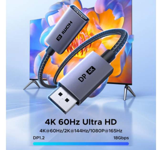 Ugreen Кабель мультимедійний UGREEN DisplayPort to HDMI 4K Cable Ugreen (95418)