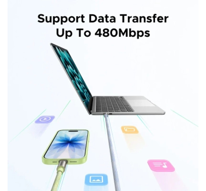 Ugreen Дата кабель UGREEN USB-C to USB-C PD Fast Charging Lanyard Cable 60W Max Green 1.2m Ugreen (35500)