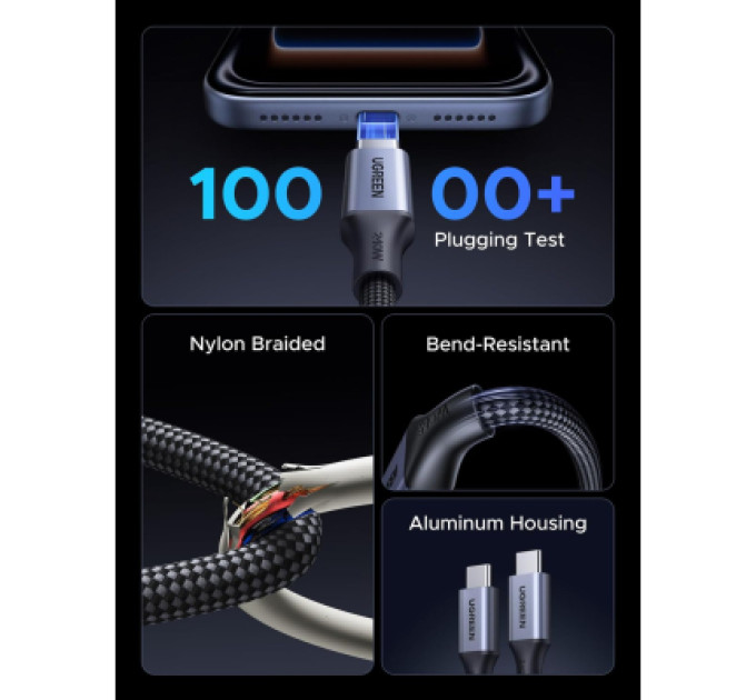 Ugreen Дата кабель UGREEN USB-C to USB-C PD Magnetic Fast Charging Cable 1m Ugreen (85973)