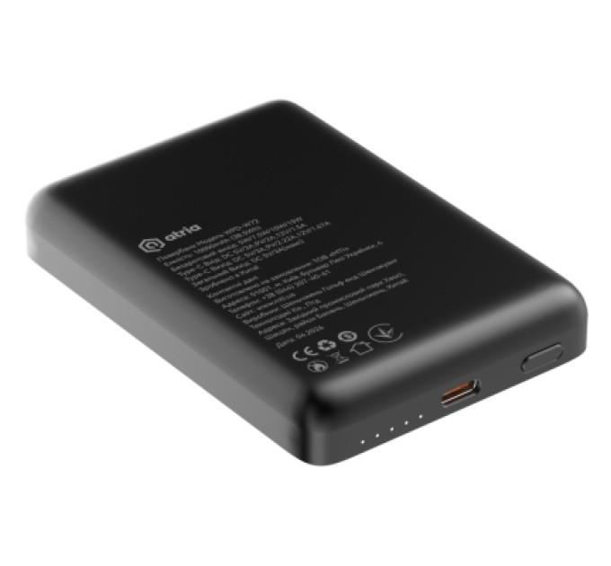 ATRIA Батарея універсальна Atria 10000mAh, PD/20W, 15W Wireless MagSafe, Black (WPD-W72B)