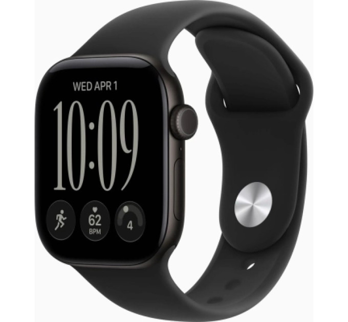 Apple Смарт-годинник Apple Watch Series 12 GPS 46mm Black Aluminium Case with Black Sport Band - M/L (MJEL4RK/A)
