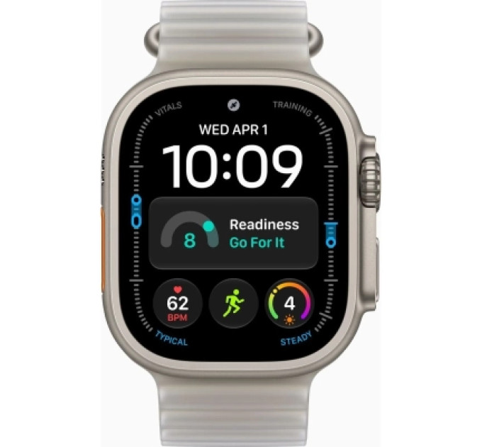 Apple Смарт-годинник Apple Watch Ultra 4 GPS + Cellular 49mm Natural Titanium Case with Translucent Grey Ocean Band (MJAD4QI/A)