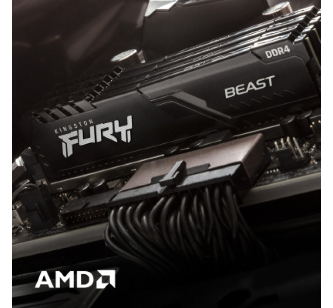 Kingston Fury (ex.HyperX) Модуль пам'яті для комп'ютера DDR4 32GB (2x16GB) 3600 MHz Fury Beast Black Kingston Fury (ex.HyperX) (KF436C18BBK2/32)