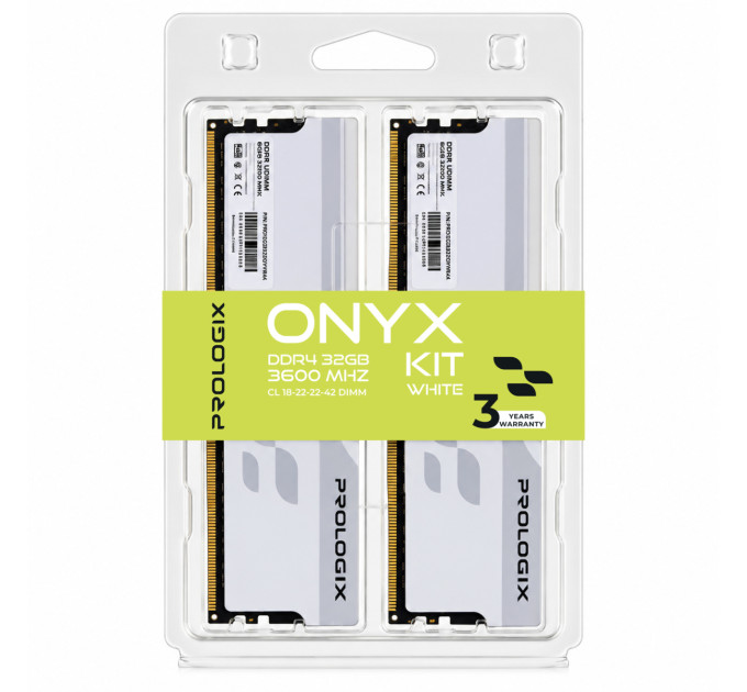 Prologix Модуль пам`ятi DDR4 2x16GB/3600 Prologix Onyx White (PRO32GB3600YW4K)
