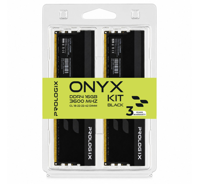 Prologix Модуль пам`ятi DDR4 2x8GB/3600 Prologix Onyx Black (PRO16GB3600YB4K)