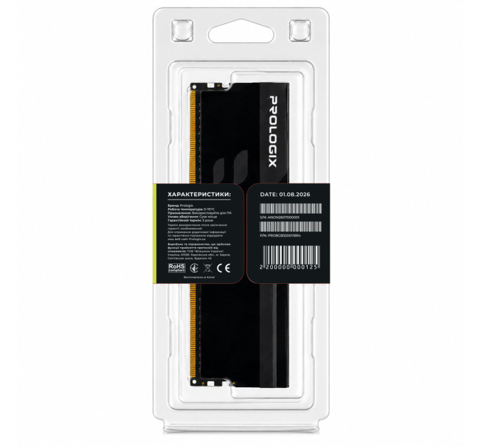 Prologix Модуль пам`ятi DDR4 8GB/3200 Prologix Onyx Black RGB (PRO8GB3200YBR4)
