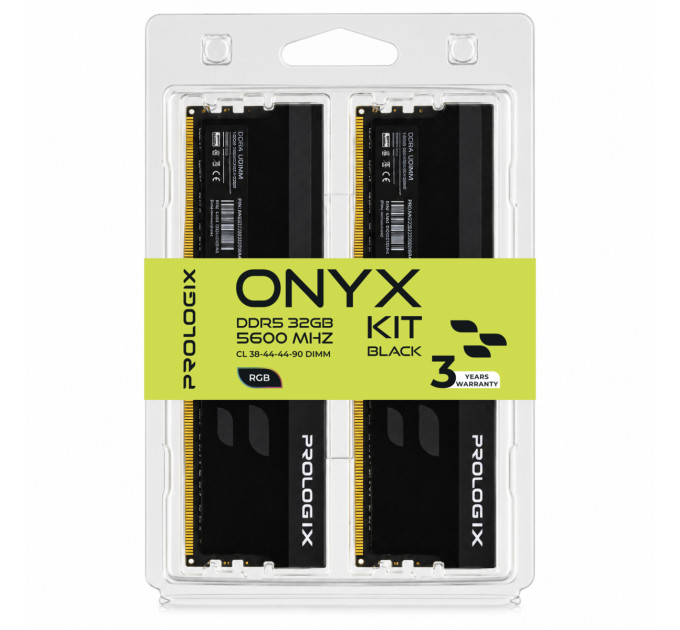 Prologix Модуль пам`ятi DDR5 2x16GB/5600 Prologix Onyx Black RGB (PRO32GB5600YBR5K)