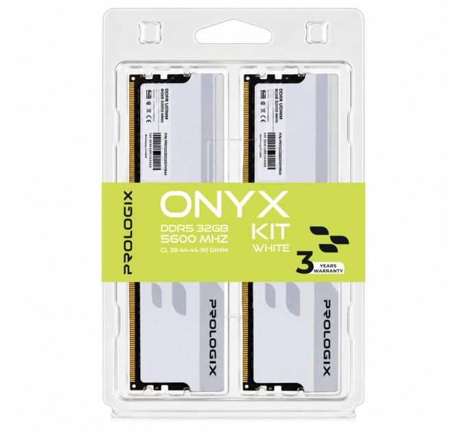 Prologix Модуль пам`ятi DDR5 2x16GB/5600 Prologix Onyx White (PRO32GB5600YW5K)