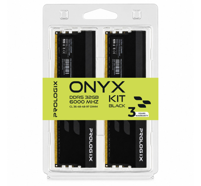 Prologix Модуль пам`ятi DDR5 2x16GB/6000 Prologix Onyx Black (PRO32GB6000YB5K)
