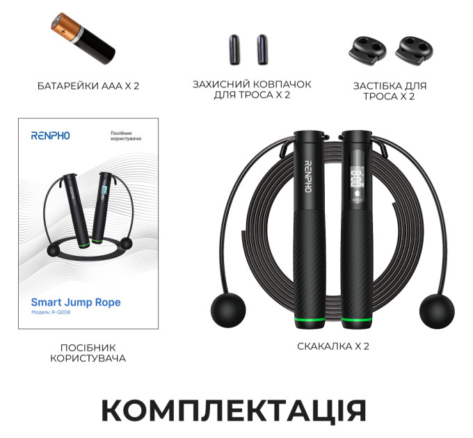 RENPHO Розумна скакалка RENPHO Jump Black (R-Q008-BK)