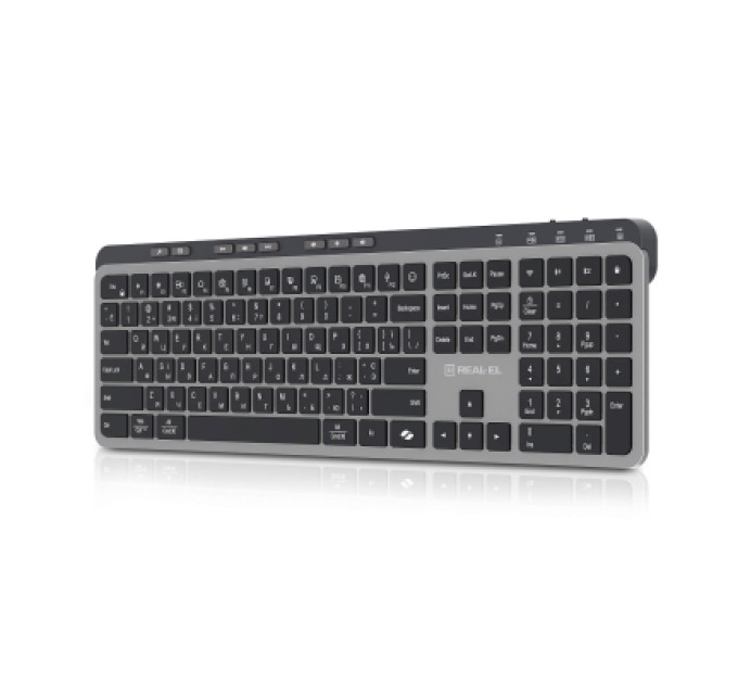 REAL-EL Клавіатура REAL-EL RK-737W Wireless/Bluetooth Black/Grey (EL123100060)
