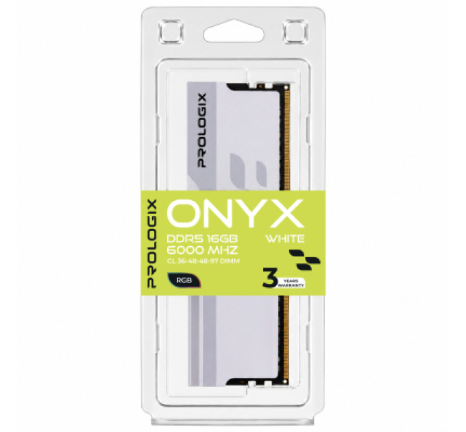 Prologix Модуль пам'яті для комп'ютера DDR5 16GB 6000 MHz Onyx White RGB Prologix (PRO16GB6000YWR5)