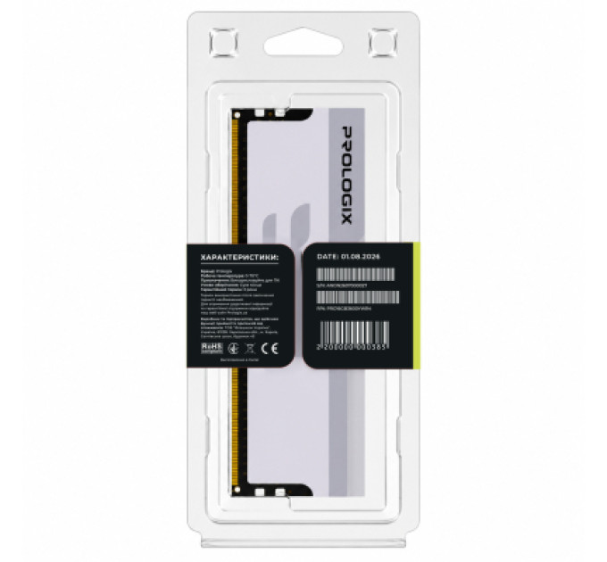 Prologix Модуль пам'яті для комп'ютера DDR4 16GB 3600 MHz Onyx White RGB Prologix (PRO16GB3600YWR4)
