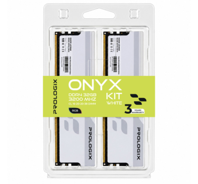 Prologix Модуль пам'яті для комп'ютера DDR4 32GB (2x16GB) 3200 MHz Onyx White RGB Prologix (PRO32GB3200YWR4K)