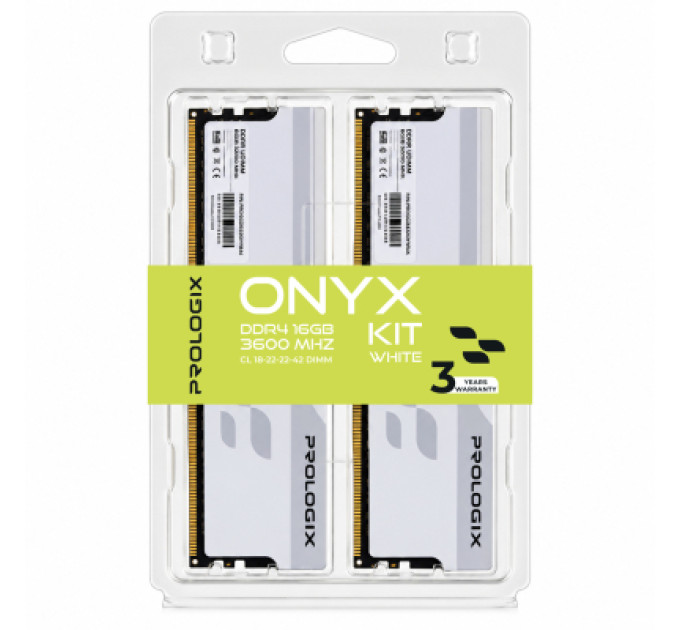Prologix Модуль пам'яті для комп'ютера DDR4 16GB (2x8GB) 3600 MHz Onyx White Prologix (PRO16GB3600YW4K)