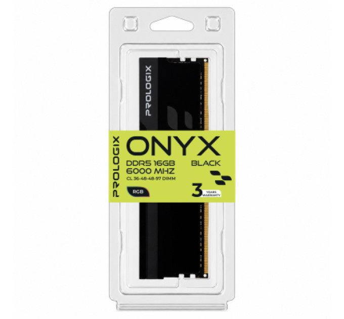 Prologix Модуль пам'яті для комп'ютера DDR5 16GB 6000 MHz Onyx Black RGB Prologix (PRO16GB6000YBR5)