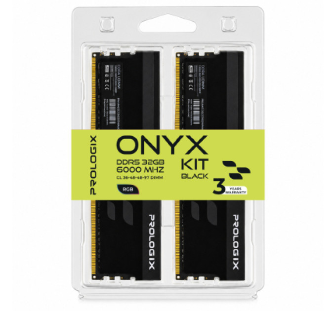 Prologix Модуль пам'яті для комп'ютера DDR5 32GB (2x16GB) 6000 MHz Onyx Black RGB Prologix (PRO32GB6000YBR5K)