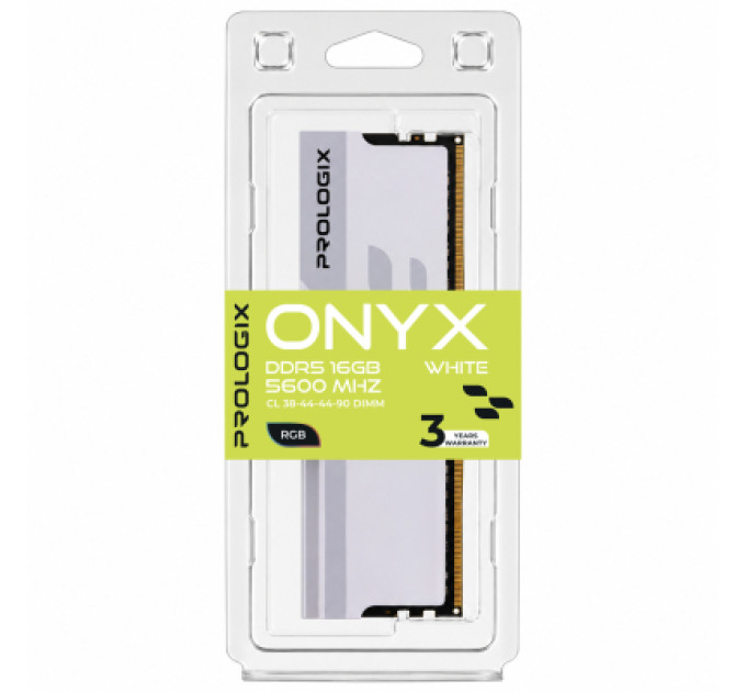 Prologix Модуль пам'яті для комп'ютера DDR5 16GB 5600 MHz Onyx White RGB Prologix (PRO16GB5600YWR5)
