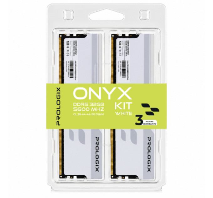 Prologix Модуль пам'яті для комп'ютера DDR5 32GB (2x16GB) 5600 MHz Onyx White Prologix (PRO32GB5600YW5K)