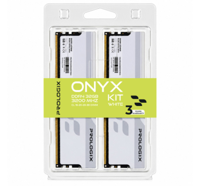 Prologix Модуль пам'яті для комп'ютера DDR4 32GB (2x16GB) 3200 MHz Onyx White Prologix (PRO32GB3200YW4K)