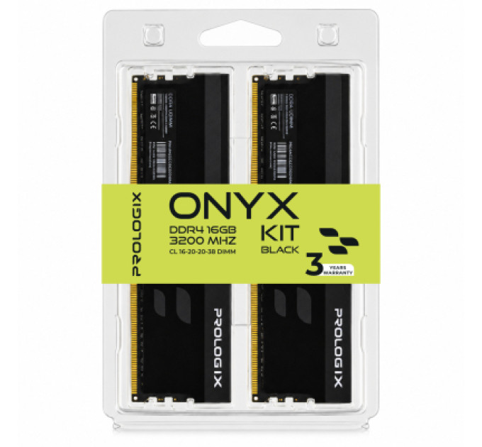 Prologix Модуль пам'яті для комп'ютера DDR4 16GB (2x8GB) 3200 MHz Onyx Black Prologix (PRO16GB3200YB4K)