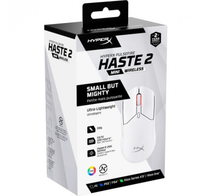 Мишка HyperX Pulsefire Haste 2 Mini Wireless White (7D389AA)