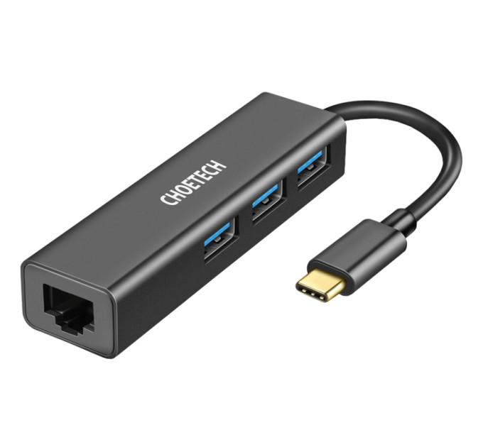 Choetech Концентратор Choetech USB 3.1 to 3хUSB 3.0+RJ45(1GB) Ethernet 4in1 (HUB-U02-BK)
