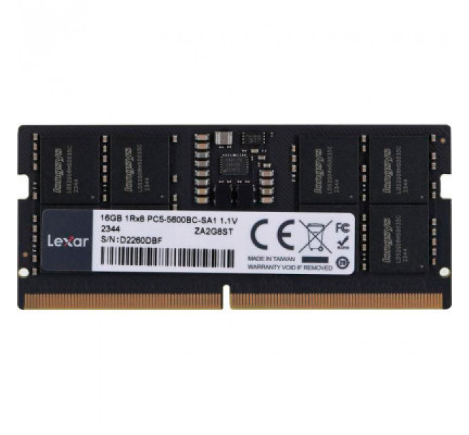 Модуль пам'яті для ноутбука SoDIMM DDR5 16GB 5600 MHz Lexar (LD5S16G56C46ST-BGS)