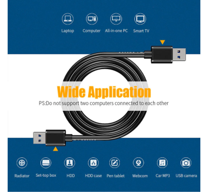 Essager Дата кабель USB 3.0 AM/AM 2.0m 5Gbps black Essager (EXCAA-YTD01)