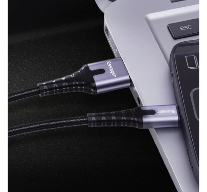 Essager Дата кабель USB 2.0 AM to USB-C 2.0m 3A LED black Essager (EXCT-XGA0G)